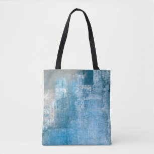 Bolso De Tela Grey and Blue Abstract Art Paintingabstract, paint