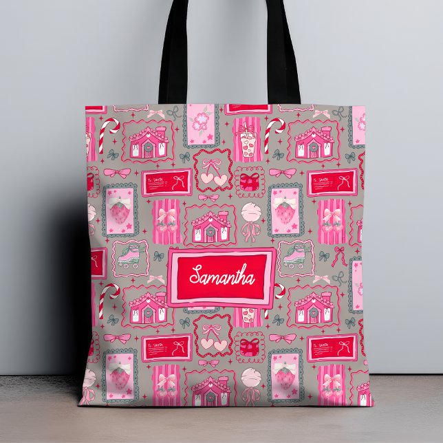 Bolso De Tela Grey Coquette aesthetic girly whimsical pattern  (Subido por el creador)