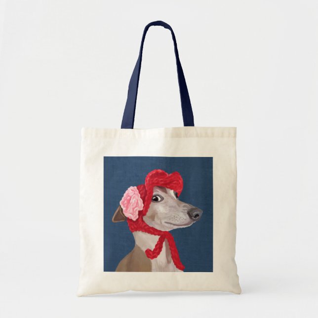 Bolso De Tela Greyhound con el Gorra Red Wooly (Frente)