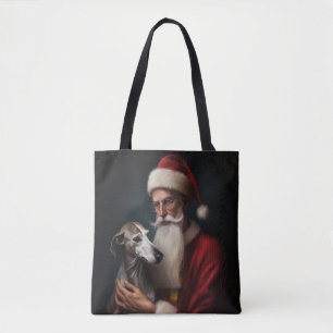 Bolso De Tela Greyhound Con Santa Claus Navideño Festivo