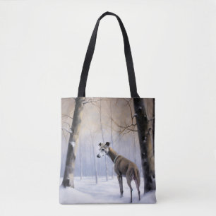 Bolso De Tela Greyhound italiano deja que nieve Navidades