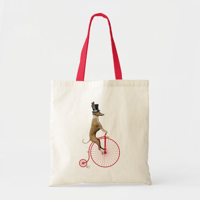 Bolso De Tela Greyhound on Red Penny Farthing (Frente)