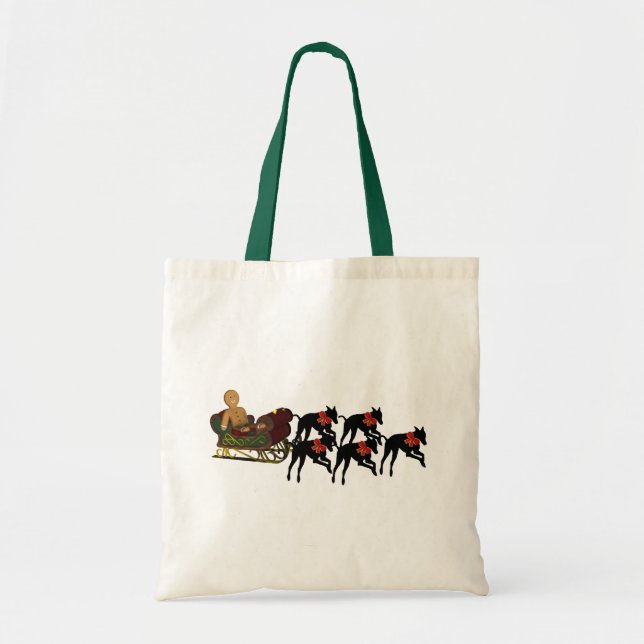 Bolso De Tela Greyhounds Sleigh Navidades Holiday (Frente)