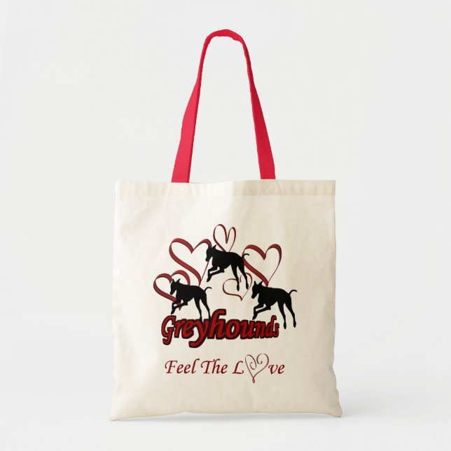 Bolso De Tela Greyhounds Y Hearts Love Dog (Frente)