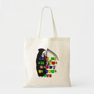Bolso De Tela Grim Reaper Me Da Candy Ransom Note Tote, ZSSPG