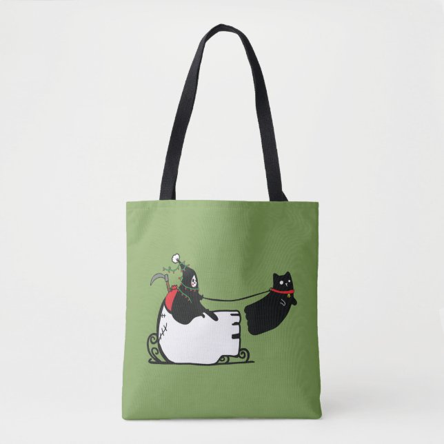 Bolso De Tela Grim Reaper Santa Seasons Greetings (Anverso)