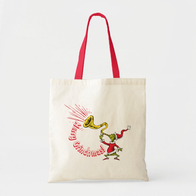 Bolso De Tela Grinch Blowing the Merry Grinchmas Horn (Frente)