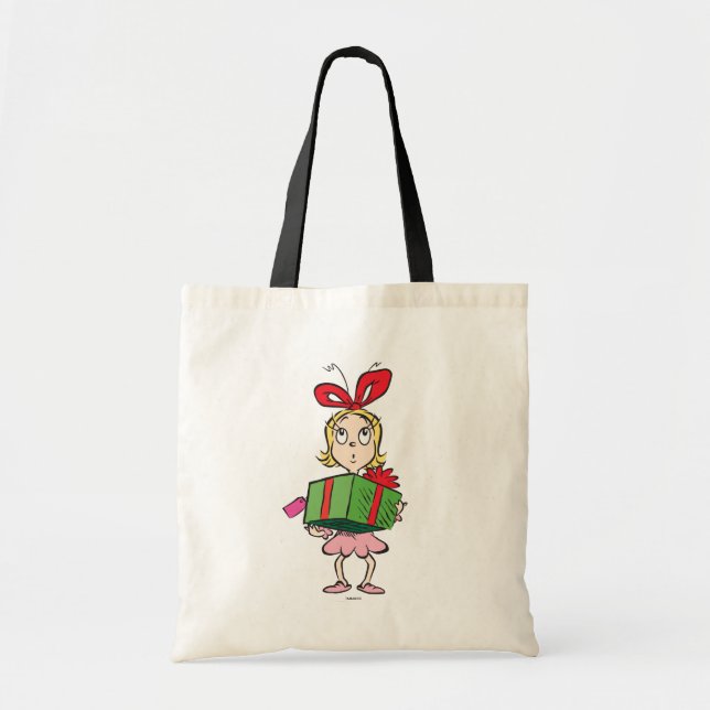 Bolso De Tela Grinch | Cindy-Lou Who - Holding Present (Frente)