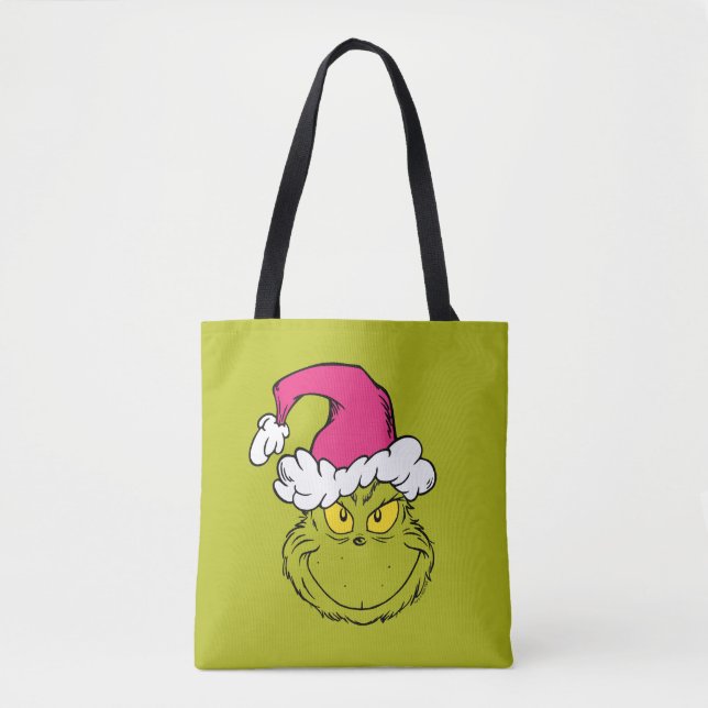 Bolso De Tela Grinch con sombrero rosa de Santa (Anverso)