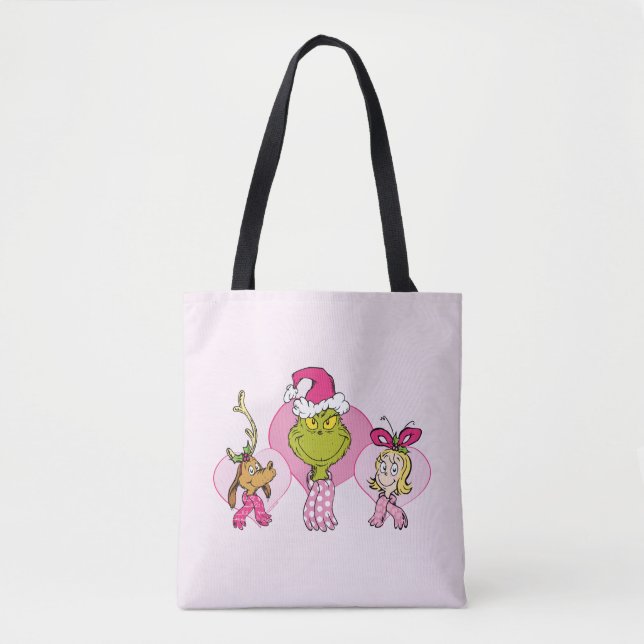 Bolso De Tela Grinch Crew in Pink Valentine's Portrait (Anverso)