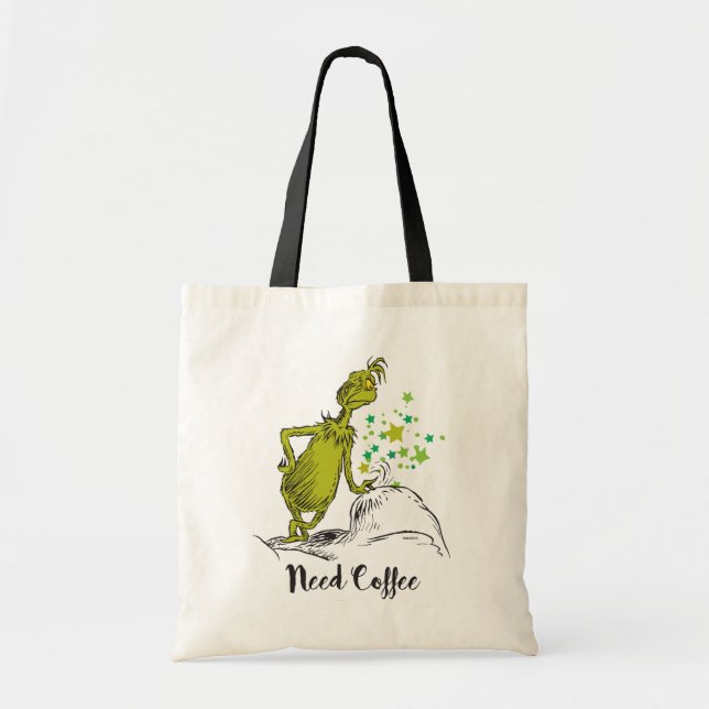 Bolso De Tela Grinch | Divertido Necesito Café (Frente)