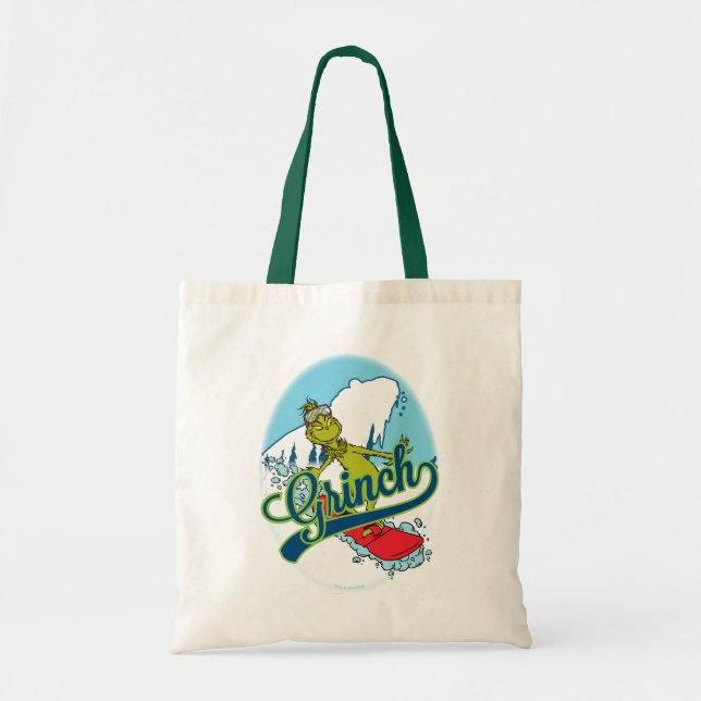 Bolso De Tela Grinch en snowboard (Frente)