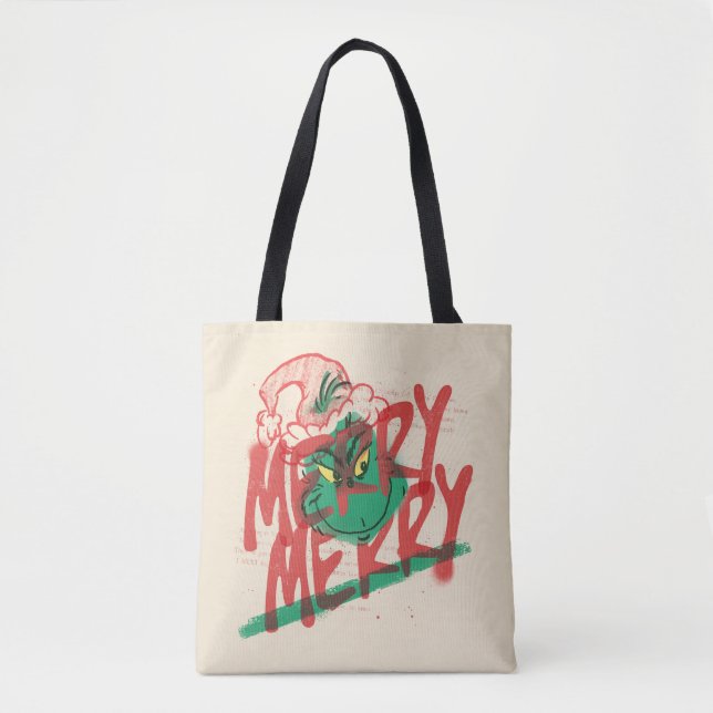 Bolso De Tela Grinch | Gráfica Merry Merry Grunge (Anverso)
