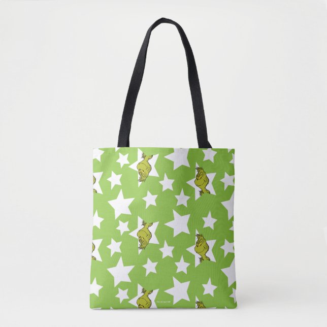 Bolso De Tela Grinch Peeking Star Pattern (Anverso)
