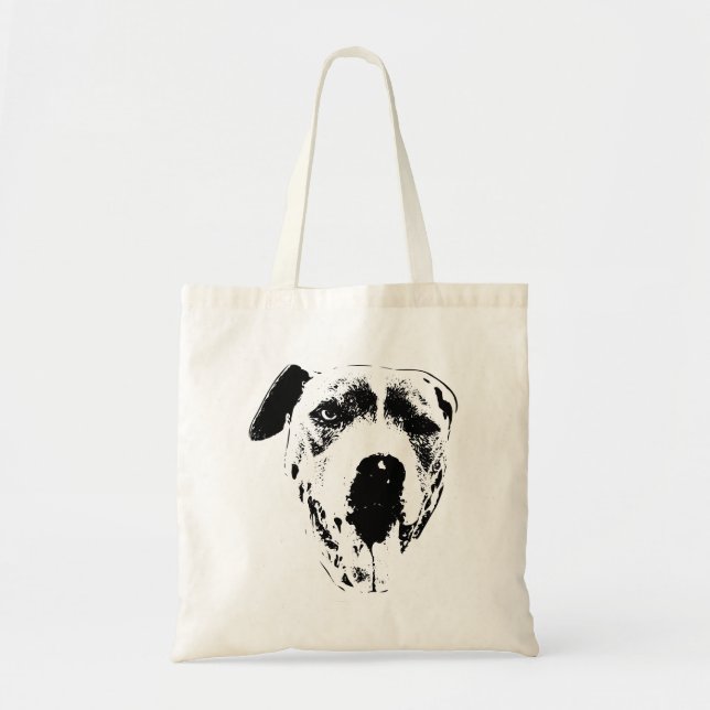 Bolso De Tela Grinning Pup: Pitbull Mix Close Crop (Frente)