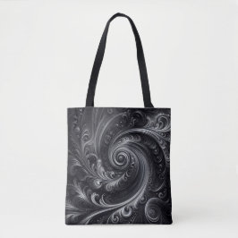 Bolso De Tela Gris blanco negro Resumen Moderno Swirl sencillo
