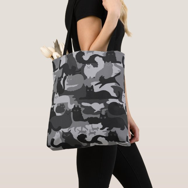 Bolso De Tela Gris Camuflaje Gris Gris Gatitos Gris Gatitos Camo (Detalle)