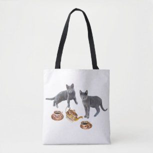 Bolso De Tela Gris Cats Tea Fiesta Tote Bag
