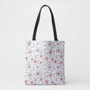 Bolso De Tela gris con flores rojas sobre fondo blanco retro