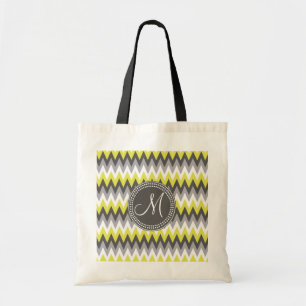 BOLSO DE TELA GRIS DE CARBÓN DE LEÑA Y AMARILLO CHEVRON