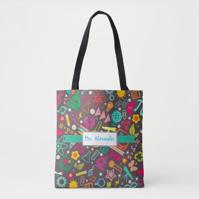 Bolso De Tela Gris del profesor estudiante del tote de la (Anverso)