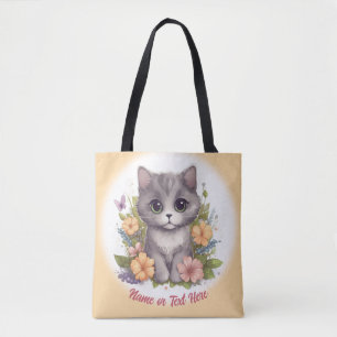 Bolso De Tela Gris lindo Gray Kitten personalizado