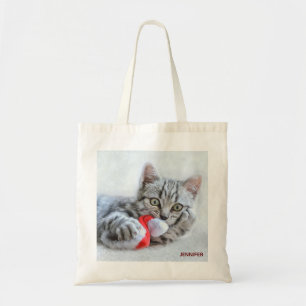 Bolso De Tela Gris lindo Navidades gatos Gorras Navidad