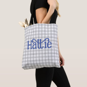 Bolso De Tela Gris Watercolor Gingham Tote Bag Personalizado