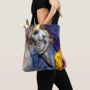 Bolso De Tela Grito de la figura muscular masculina en escala de
