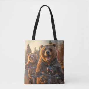Bolso De Tela Grizzly Bear Animal Diversión Ciclismo Feliz Relax