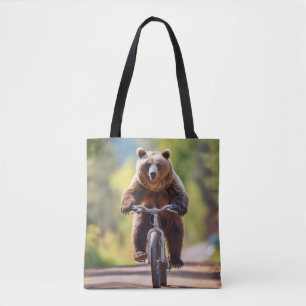 Bolso De Tela Grizzly Bear Animal Diversión Ciclismo Feliz Relax