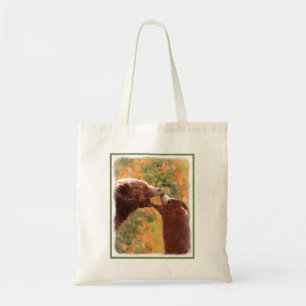 Bolso De Tela Grizzly Bear Mom and Cub Painting - Wildlife Art