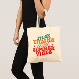 Bolso De Tela Grocería de playa de Thick Thighs y Summer Vibes