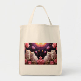 Bolso De Tela Grocery Bag with Cat Illustration