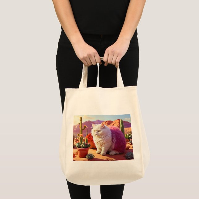Bolso De Tela Grocery Bag with Cat Illustration  (Anverso (producto))
