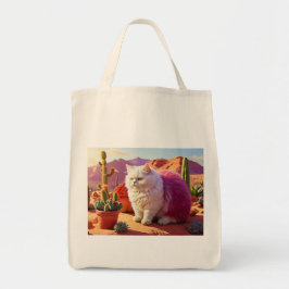 Bolso De Tela Grocery Bag with Cat Illustration 