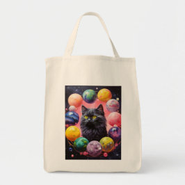 Bolso De Tela Grocery Bag with Cat Illustration