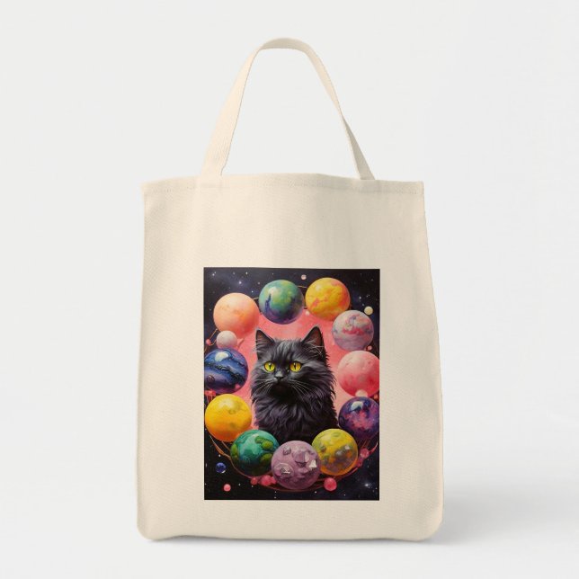 Bolso De Tela Grocery Bag with Cat Illustration (Frente)