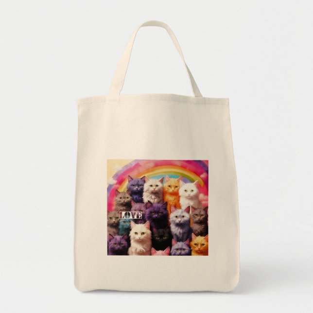 Bolso De Tela Grocery Bag with Cat Illustration (Frente)