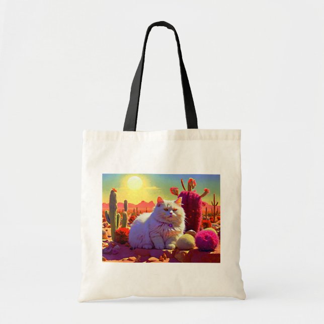 Bolso De Tela Grocery Bag with Cat Illustration (Frente)