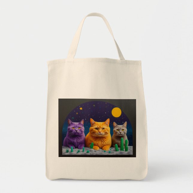 Bolso De Tela Grocery Bag with Cat Illustration (Frente)