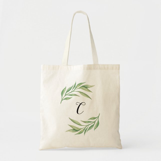 Bolso De Tela Groenlandia acuarela Monograma Tote Bag Personaliz (Frente)