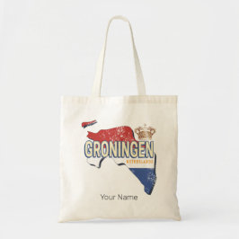 Bolso De Tela Groningen Países Bajos Mapa Retro Vintage Holandés