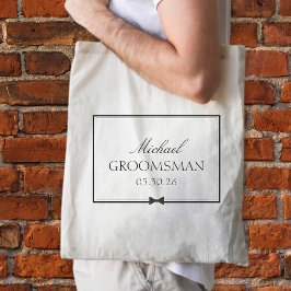 Bolso De Tela Groomsman simple Bowtie clásico personalizado