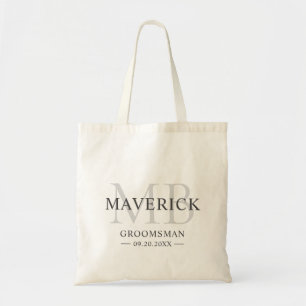 Bolso De Tela Groomsmen Regalo Iniciales de Monograma Moderno El