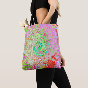 Bolso De Tela Groovy Abstracto Retro Pastel Remolino Líquido Ver