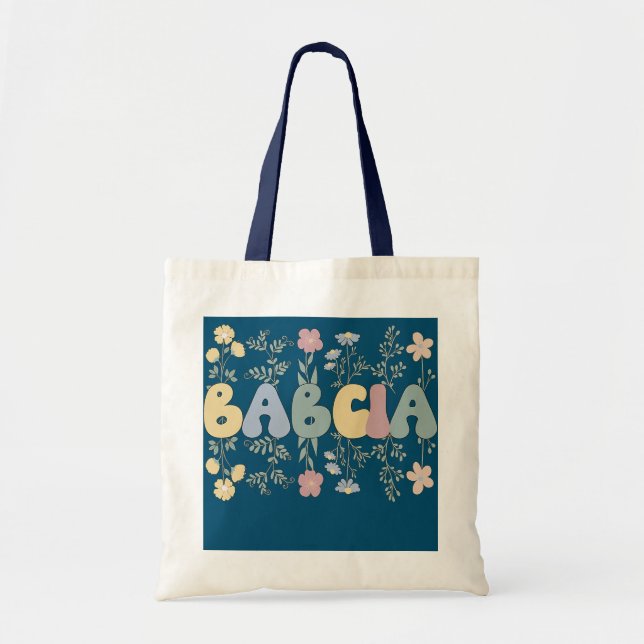 Bolso De Tela Groovy Babcia Abuela Flores Babcia Abuela (Frente)