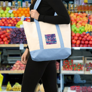Bolso De Tela Groovy Blue & Purple Disco Ball Personalizado