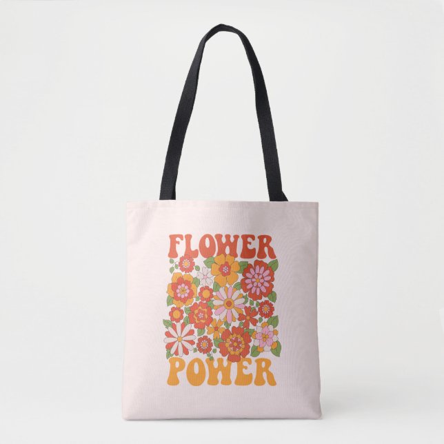 Bolso De Tela Groovy Flower Power Graphic (Anverso)