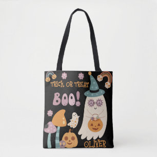 Bolso De Tela Groovy Halloween Boo Pequeño truco o Personalizado